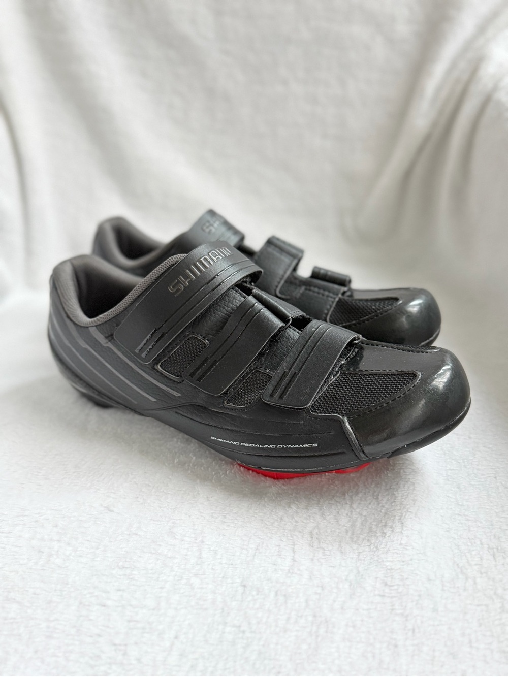 Shimano Black Cycling Shoes with Red Sole Accent (Sz 42 aka Sz 8.5)